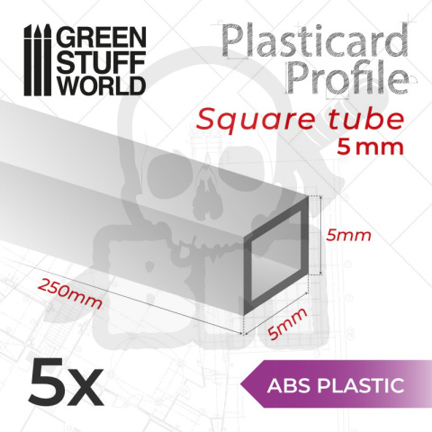 ABS Plasticard - Profile SQUARED TUBE 5mm 5 szt.