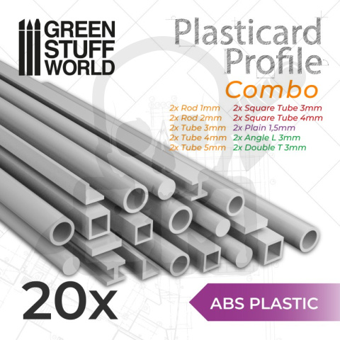 ABS Plasticard - Profile - zestaw mix 20 szt.