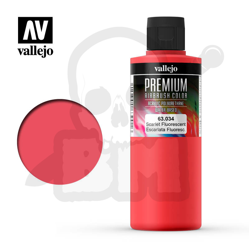 Vallejo 63034 Premium Airbrush Color 200ml Scarlet Fluorescent